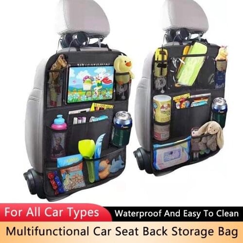 TAJIAN Car Backseat Organizer With Touch Screen Tablet Holder Storage Pockets Kick Mats Car Seat Back Multi-Pocket Bag