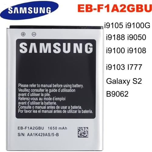Original Replacement Samsung Battery For Galaxy S2 I9100 I9050 B9062 I9108 I9103 I777 Genuine Phone Battery EB-F1A2GBU 1650mAh