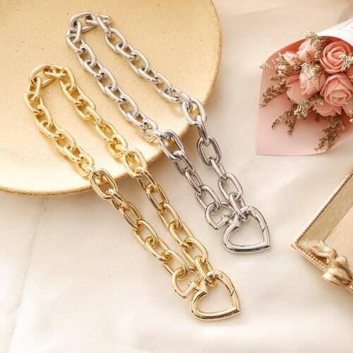 Gold Silver Color Metal Heart Lock Choker Necklace for Women Punk Style Fashion Jewelry Short Necklaces Female Clavicle Chain