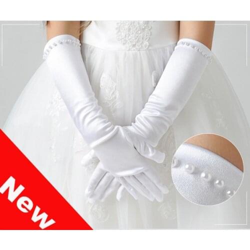 Kid child student flower girl dancing performance cartoon player costume long finger white gloves wholesale