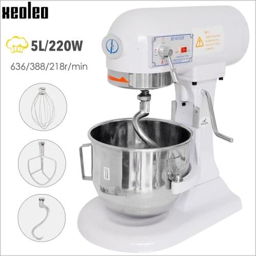 XEOLEO 5L Planetary Mixer With Bowl Vertical Electric Egg Beater Stainless Steel Dough Cake Bread Cream Mixing Chef Machin