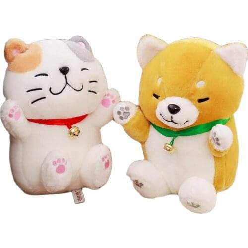 30/40cm Kawaii Shiba Inu/Lucky Cat Plush Toys Cute Animal Soft Stuffed Doll Birthday Presents For Kids Girls
