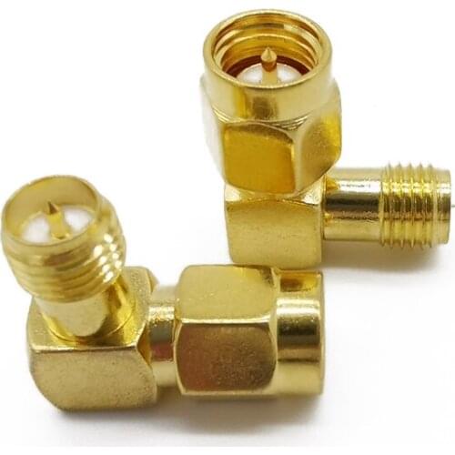 90 Degree Right Angle SMA Plug to RP SMA Jack Plug Adapter SMA Male to RP SMA Female Connector Screw the Needle RF Adapter
