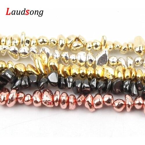 Rose Gold Silver Color Hematite Irregular Gravel Loose Beads Natural Stone Beads For Jewelry Making DIY Bracelet Accessories