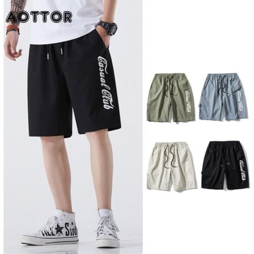 Men Casual Shorts Retro Korean Style Loose Simple Teens Breathable Summer Jogger Steetwear Mens Short Pants Plus Size 3XL 2021