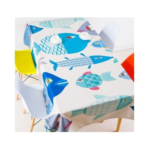Modern Japan style coffee table cloth linen tablecloths cover towels thick rectangular antependium decoration cartoon fish