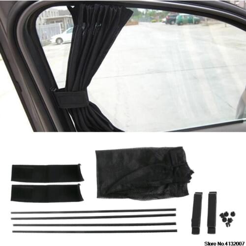 Universal Black Mesh Interlock VIP Car Window Curtain Sunshade Visor UV Block