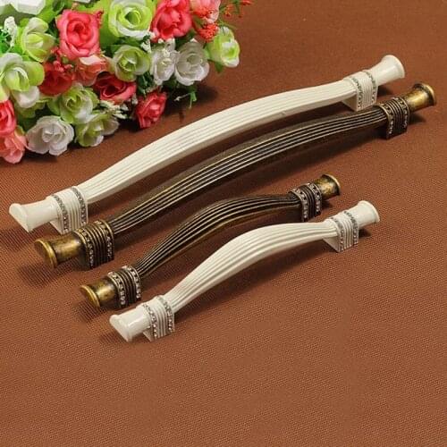 Extended ivory white furniture handle European diamond wardrobe pulls high grade drawer closet knob pastoral cabinet knobs 160mm
