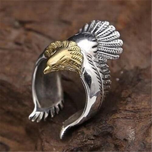 Unique Flying Eagle Knight Ring Cool Punk Mens Animal Retro Open Ring Jewelry Vintage Eagle Wing Eagle Ring Bar Party Ring Gift
