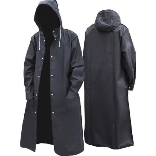 2021 new black fashion adult waterproof long men women raincoat hooded for big boy girl travel fishing climbing cycling