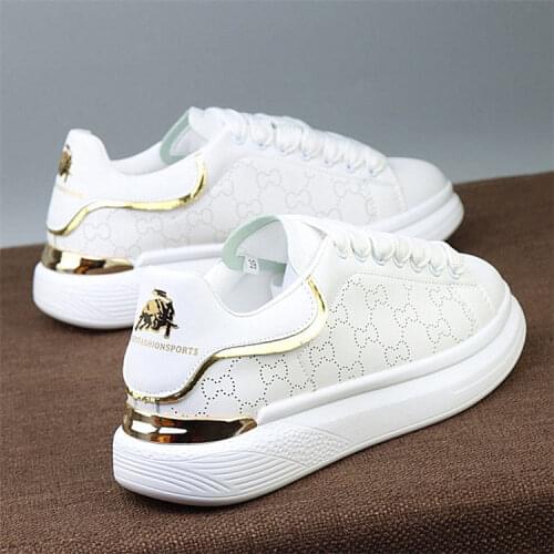 High-quality couple white shoes 2021 new mens white board shoes increase the trend of thick-soled casual womens shoes