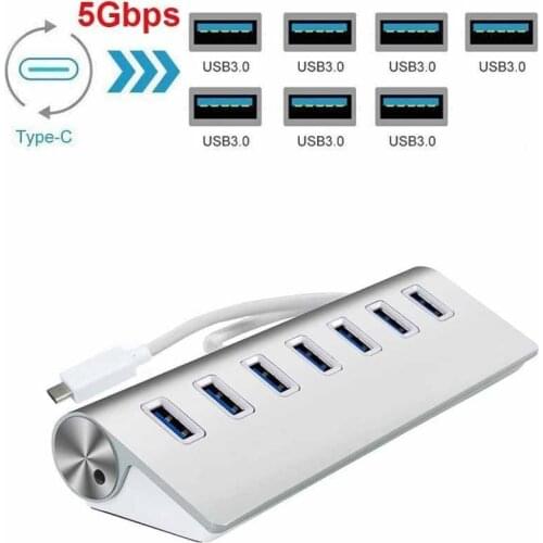 High Speed 7 Ports USB 3.1 Type-C to USB 3.0 Multi Hub Expansion Splitter for PC