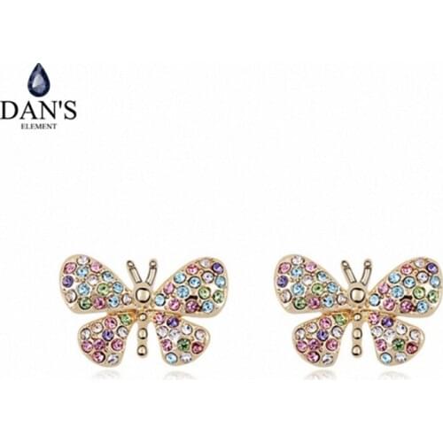 DANS Austrian Crystal Fashion Jewelry Stud Earrings for women gift butterfly earrings New Sale Hot 95280