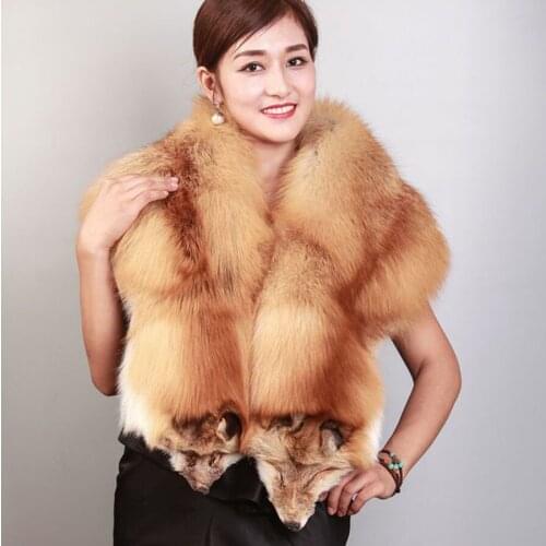 Shawl-Wrap Scarves Genuine Large Real Red Fox Fur Scarves Women Autumn And Winter Fashion Thermal Muffler