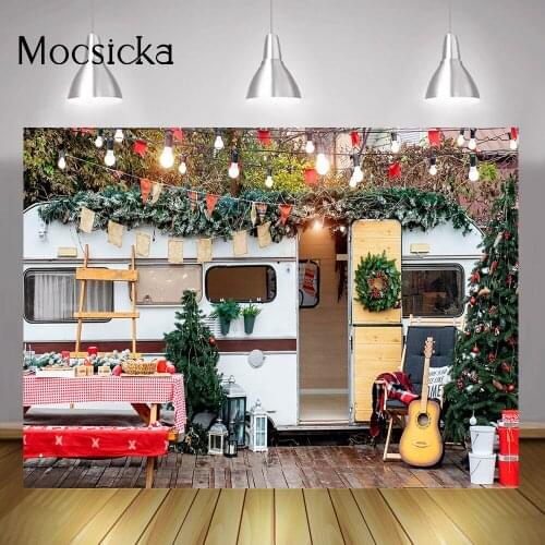 Winter Christmas Backdrop Photography Wild Camping Xmas Outdoor Cake Smash Background Family Portrait Photo Studio Decorations