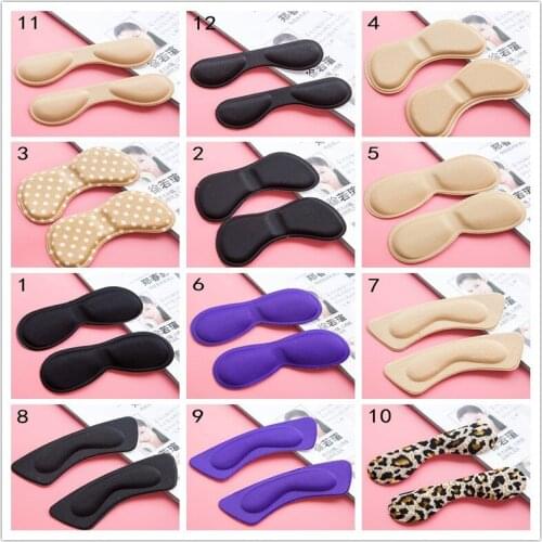 1Pair 12 Styles Sticky Fabric Shoe Back High Heel Inserts Pads Feet Care Massage Cushion Liner Grips Sponge Shoe Insoles