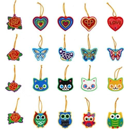 20pcs Greeting Card Hanging Ornaments DIY Diamond Painting Special-shaped Home Party Pendants Decorative Accessories