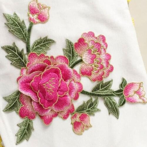 23*21 cm Clothing embroidery flower paste DIY 3D multi-layer flower collar peony flower cloth paste Patch stickers