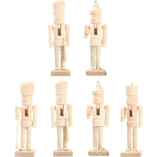 6Pcs Christmas Walnut Soldier Crafts Wooden Nutcracker Puppet Adornment