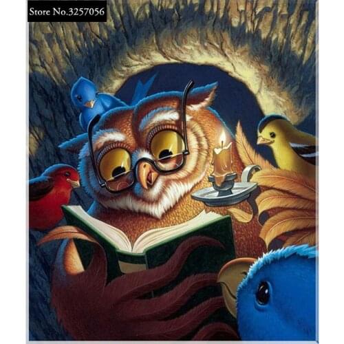 Diy 5D Diamond Painting Full Round Diamond Embroidery Cross Stitch Animal Owl Teacher Mosaic Painting Sticks Home Decoration