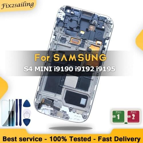 AMOLED Display For Samsung Galaxy S4 Mini I9190 I9192 I9195 LCD Screen Replacement Digitizer Assembly with frame