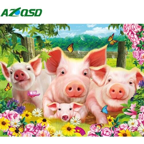 AZQSD 5d Diamond Painting Pig Full Square Drill Mosaic Home Decoration Diamond Embroidery Animal Cross Stitch Kits Needlework