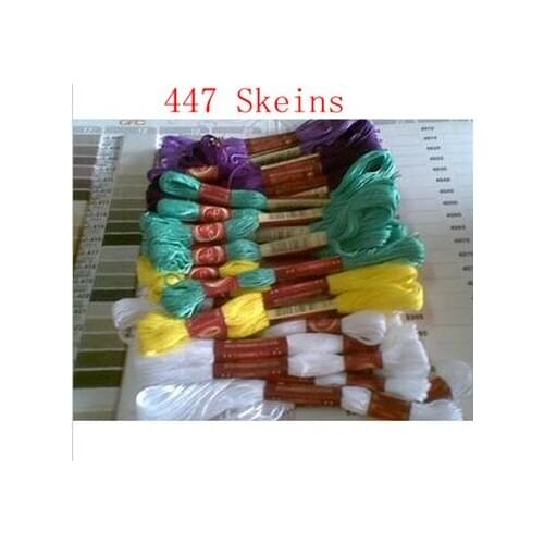 Free Shipping 1 Lot= 447Skeins Cross Stitch Thread Wire Cotton Knitted Wire 8 Meters Long, 6 Strands