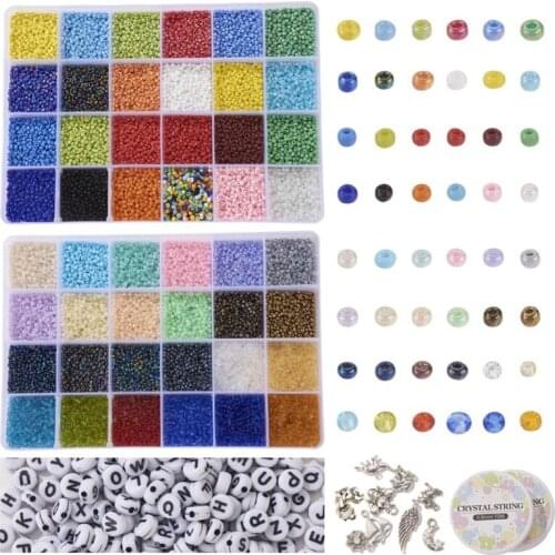 L93F Beads Jewelry Making Kit Beads for Bracelets Craft and Art Glass Alphabet Letter Bead for DIY Arts and Crafts Gift