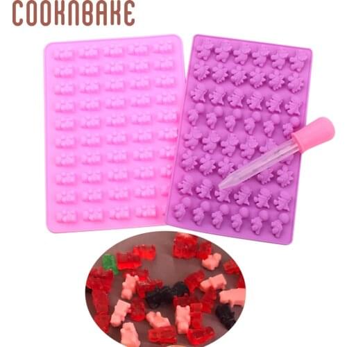 COOKNBAKE gummy bear silicone mold for candy chocolate dinosaur sugar gummy form cake decoration tool with dropper diy christmas