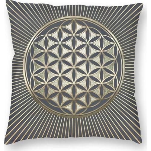 Flower Of Life Metallic Embossed Cushion Covers Sofa Living Room Geometric Patterns Square Throw Pillow Cover 45x45