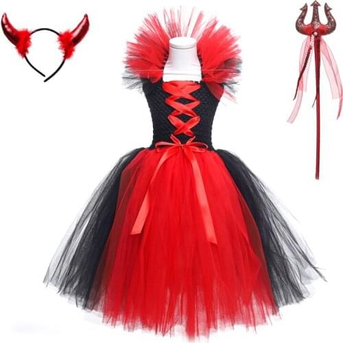 Kids Halloween Queen Cosplay Costume Girls Tutu Dress Ankel Length Dresses Child Birthday Party Carnival Princess Costumes