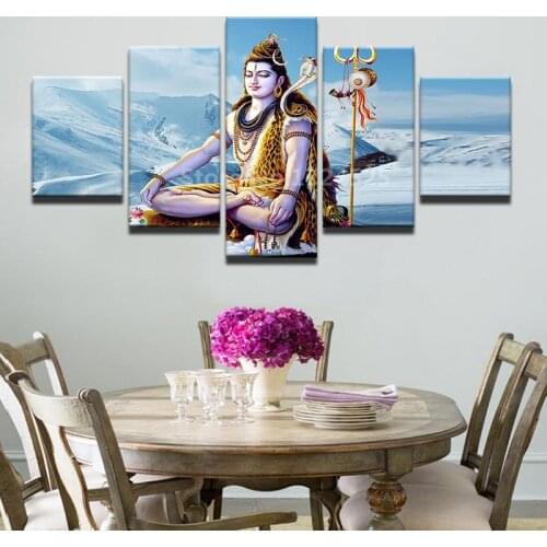 HD Print 5pcs canvas wall art HINDU GOD GANESHA Painting Canvas modern home decor wall art picture for living room decor /PT1181
