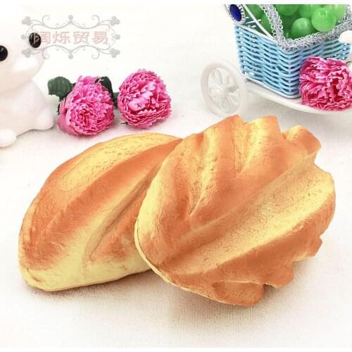 3pcs/pack PU Realistic Large Shuttle Bread Model Squishy Fake Bread Squeeze Toy Lifelike Artificial Cakes Desserts Kitchen Decor