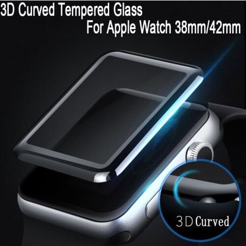 Sinzean 50pcs/lot For Apple watch (38mm/42mm/40mm/44mm) 3D curved tempered glass screeen protector with retail package