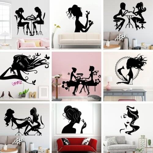 Beauty Salon Nail Manicures Vinyl Wall Sticker Wall Art Decor For Living Room Salon Store Decoration Removable Wall Decals Mural