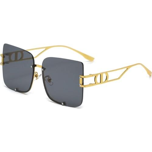 Fashion Sunglasses Women Famous Brand Designer Glasses Big Square Shades Luxury Semi-Rimless Eyewear Lunette De Soleil Femme