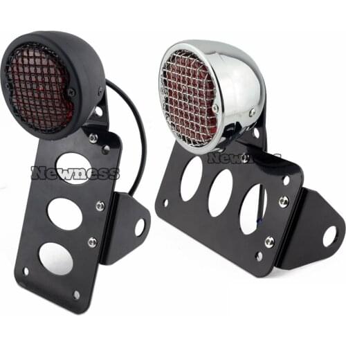 Motofans Black Round Metal Motorcycle Tail Brake Light for Harley Bobber Chopper Cafe Racer Custom for April IA Mana