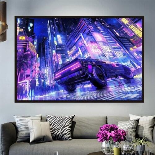 5D DIY Diamond Painting Modern Cyberpunk Sports Car Full Drill Cross Stitch Kits Mosaic Rhinestone Picture Embroidery Home Decor