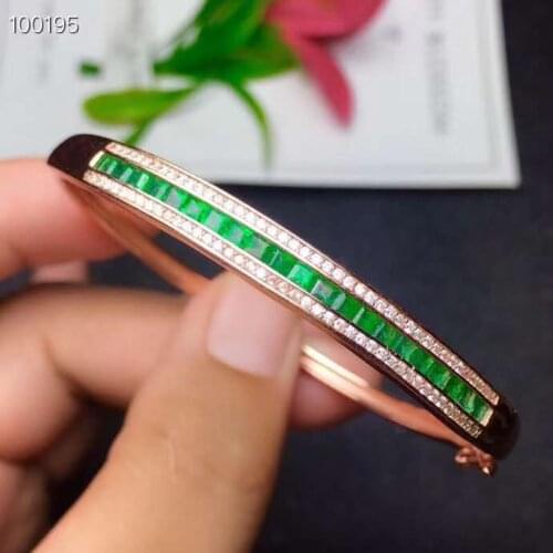 Natural And Real Emerald bangle Bracelet Solid S925 Sterling Silver For 100% Natural And Real Emerald bangle Bracelet