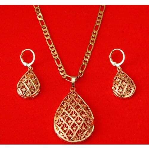 Newest Ethiopian Necklace Earrings Jewelry Sets Gold Color African Eritrean Wedding Habesha Gifts