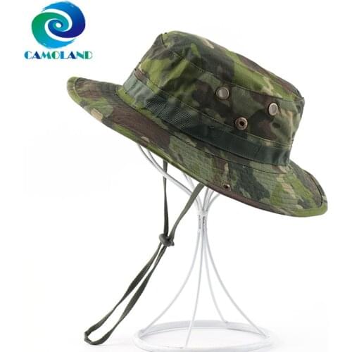 CAMOLAND Army Tactical Bucket Hat Male Summer UV Protection Sun Hats Camouflage Panama Hat For Men Outdoor Hiking Fishing Caps