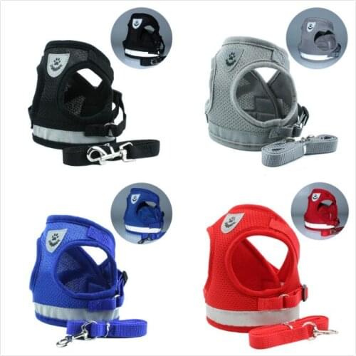 Small Dog Harness Leash Set Adjustable Step-in Soft Mesh Padded Puppy Vest Harness Leads Walking for Pet Dogs Cat Harness
