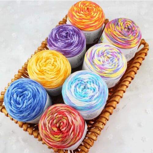 Rainbow Color Hand-woven Cotton Yarn Soft Crochet Thick Yarn For Hand Knitting Warm Sweater Sofa Cushion Scarf DIY