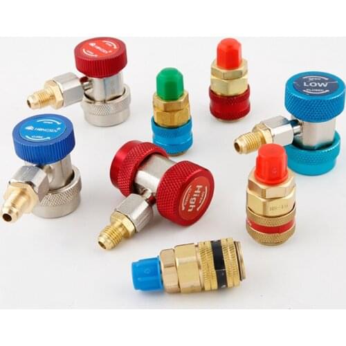 Good quality R134A adjustable fitting adapter 1/4 SAE copper quick coupler air conditioning refrigerant adapter fluoride