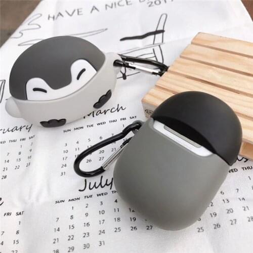1pc Stereoscopic Penguin Baby Silicone Earphone Case Cover Protective Shell Compatible for AirPods 1/2 (Cover + Hook Assorted