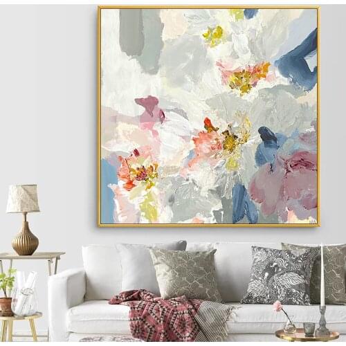 Modern Abstarct Flower Hand Painted Cavnas Oil Painting Colorful Wall Art Picture Mural For Living Room Bedroom Home Decoration
