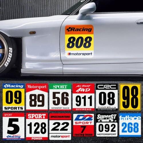 Car Styling Vinyl Decals Auto Door Side Body Sticker for Motor Racing Team Sports Number 808 98 128 268