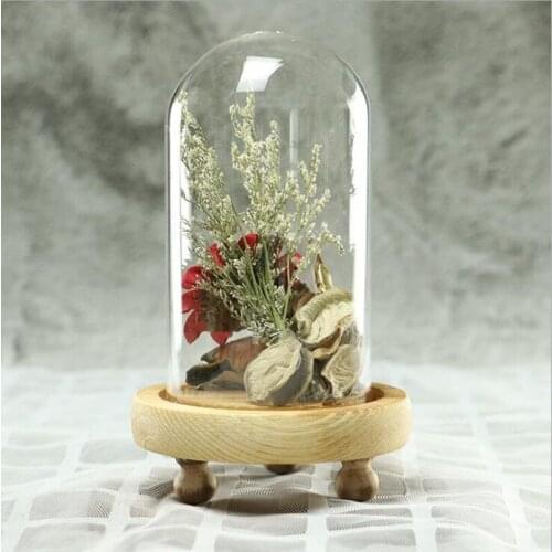 36sets/pack 7*12cm Glass Dome Vase Log Base Home Wedding Decoration Diameter=7cm Height=12cm Glass Cover Friend DIY Gift