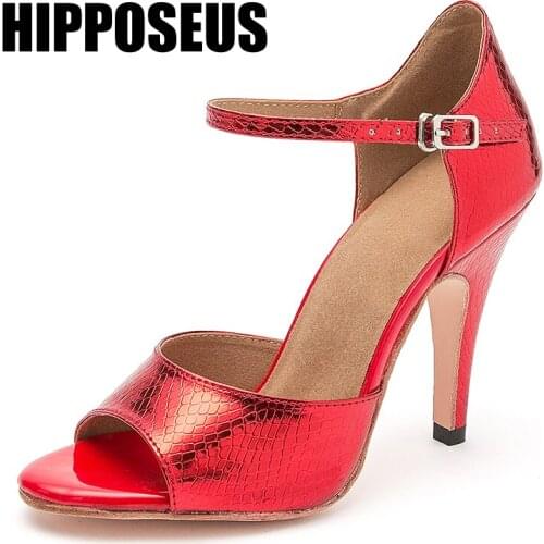 Hipposeus Girls Dance Shoes Ballroom Latin Women Salsa Tango Modern Dance-Shoes Female Thin Heel Soft Sole Party Dancing Shoes