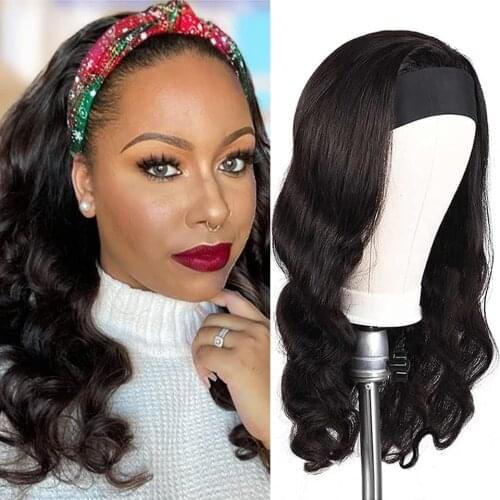 Wave Headband Wigs Human Hair Glueless Headband Human Hair Half Wig Silk Headband Half Wigs for Black Women Pure Brazilian Wig
